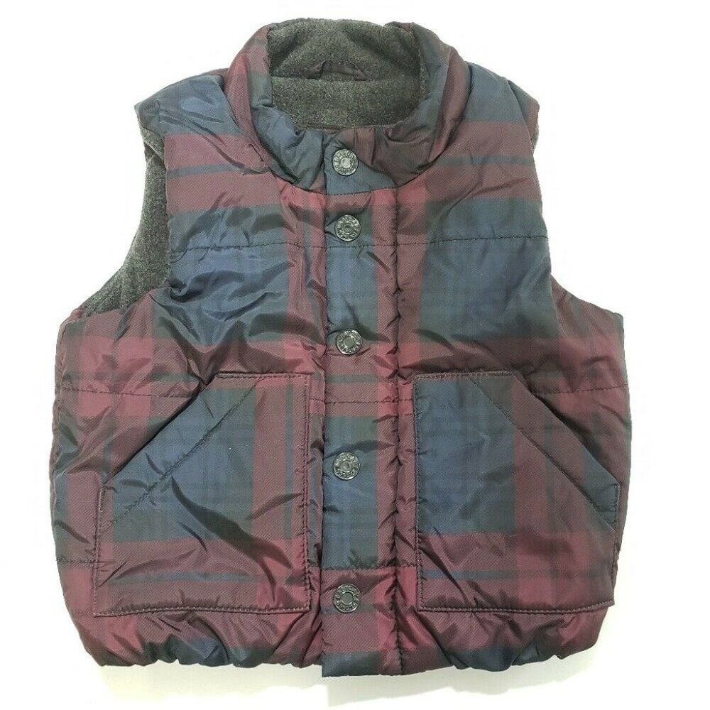 Baby GAP Plaid‎ Puffer Vest Boys Size 12-18 Mos.